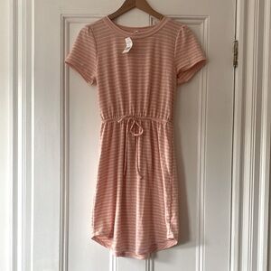 Mia and Tess Pink Tie Front Sundress with Puff Sleeves